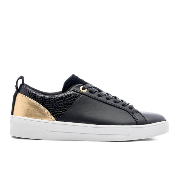 Ted Baker Women's Kulei Leather Cupsole Trainers - Black/Rose Gold ...