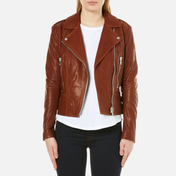 Belstaff Women S Marving T 2 0 Lambskin Leather Jacket Umber Brown Belstaff Women S Marving T 2 0 Lambskin Leather Jacket Umber Brown Image 1