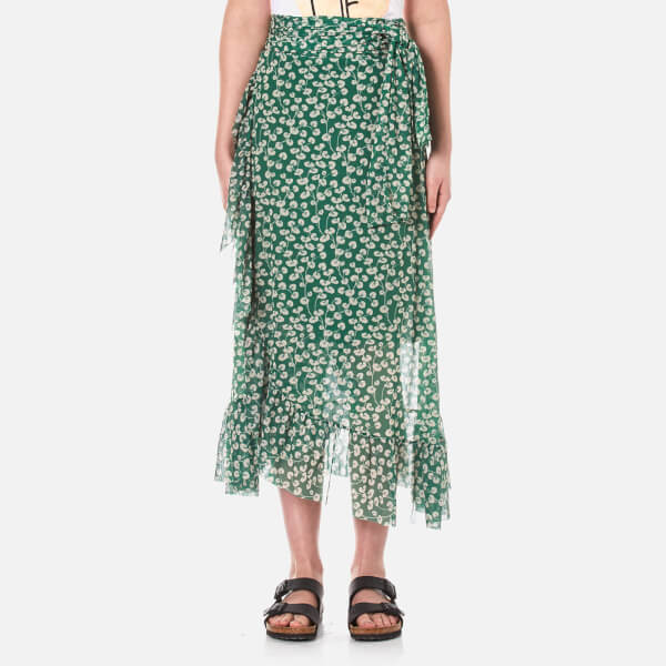 Ganni Women's Capilla Mesh Maxi Skirt - Green - Free UK Delivery over £50