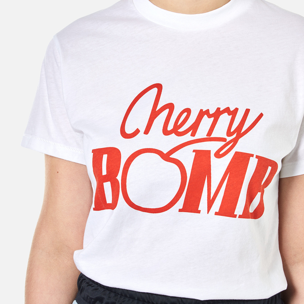 Ganni Women's Harvard Cherry Bomb TShirt Bright White Free UK