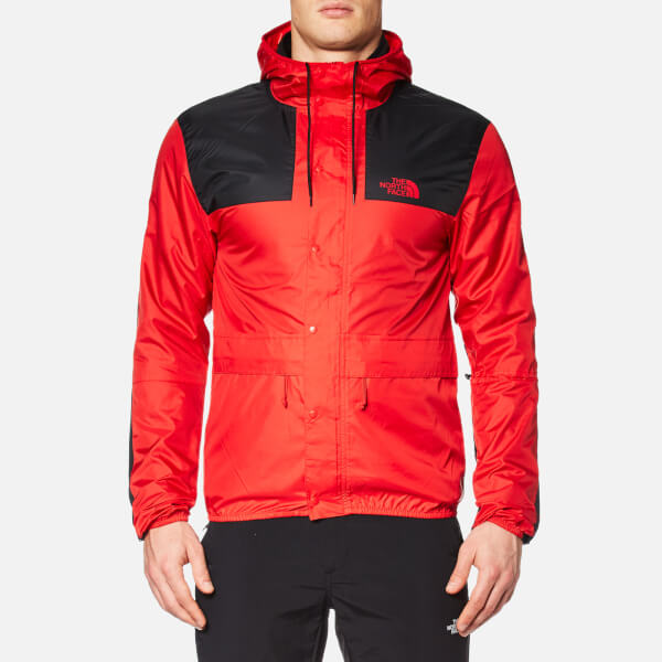 red and black north face windbreaker