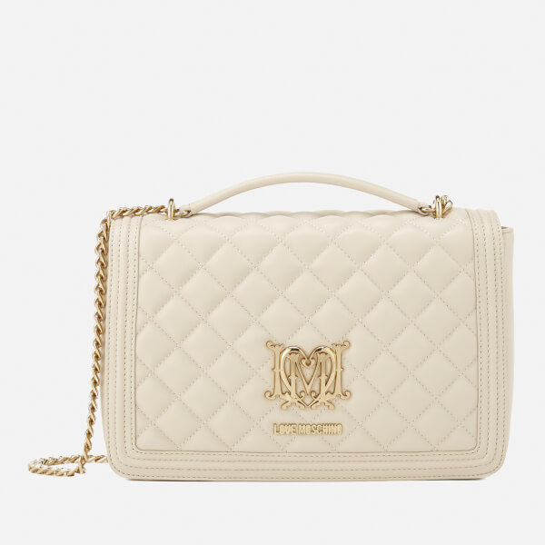 Love Moschino Women S Quilted Medium Flap Shoulder Bag Ivory Love Moschino Women S Quilted Medium Flap Shoulder Bag Ivory Image 1