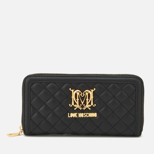 Love Moschino Women's Quilted Zip Around Purse Black Womens