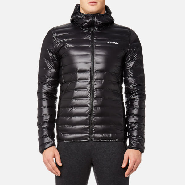 adidas Terrex Men's Light Down Hooded Jacket - Black Clothing | TheHut.com