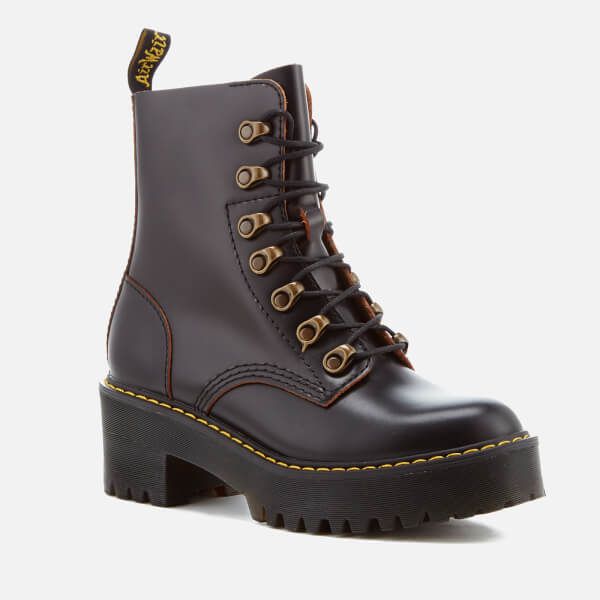 Dr. Martens Women's Leona Leather Lace Up Heeled Boots - Black - Free ...