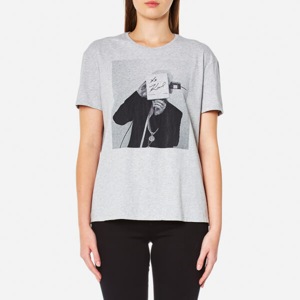 Karl Lagerfeld Women's Karl Polaroid Signature T-Shirt - Grey Melange ...