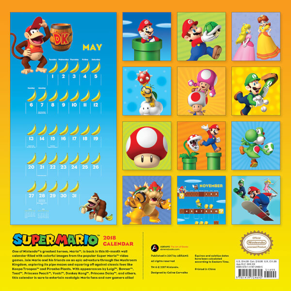 Super Mario Bros. Calendar 2018 Nintendo Official UK Store