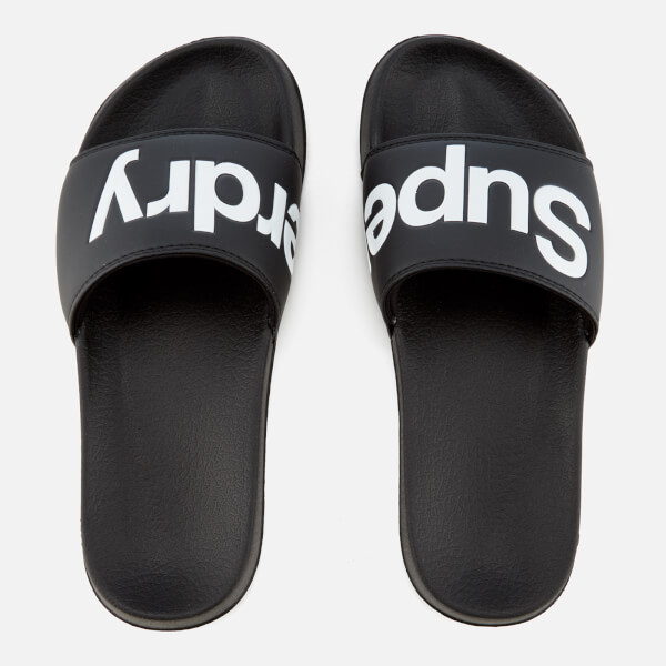Superdry Men's Pool Slide Sandals - Black/Optic Mens Footwear | TheHut.com