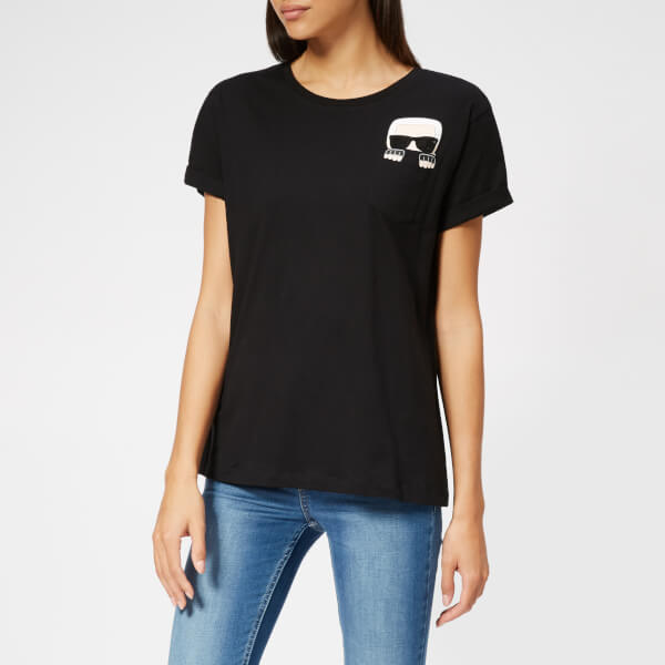 Karl Lagerfeld Women's Ikonik Karl Pocket T-Shirt - Black - Free UK ...