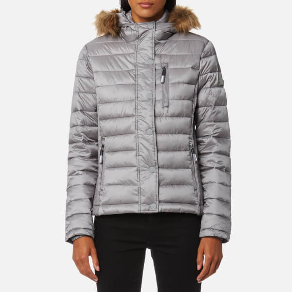 Superdry Women's Luxe Fuji Double Zip Hooded Jacket - Comet Silver