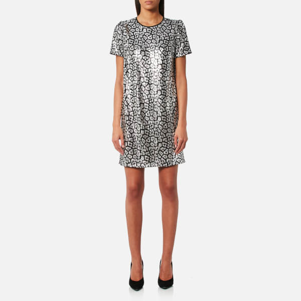 Mk dress black silver long sleeve mini dress