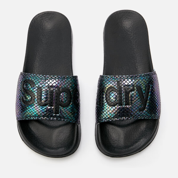 Superdry Women's Superdry Pool Slide Sandals Petrol Snake Womens Footwear