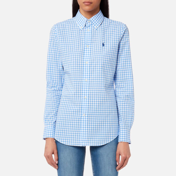 Polo Ralph Lauren Women's Poplin Gingham Shirt Blue Free UK