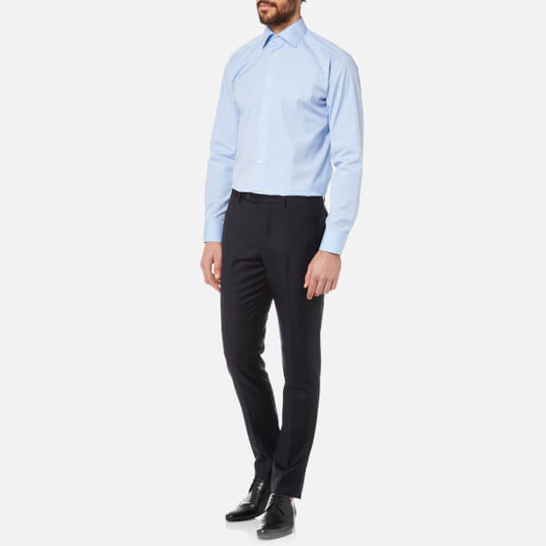 eton男式修身剪裁裁角领single cuff衬衣- sky蓝色