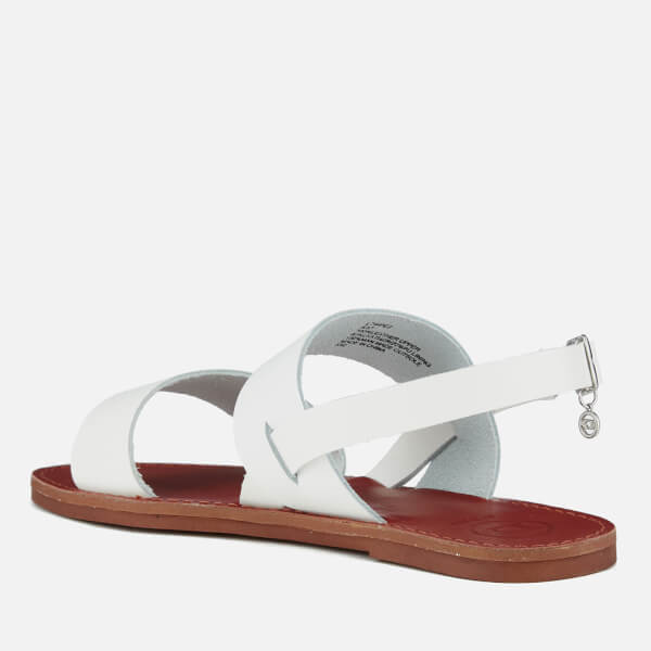 Dune Women's Lowpez Leather Double Strap Flat Sandals White Womens Accessories