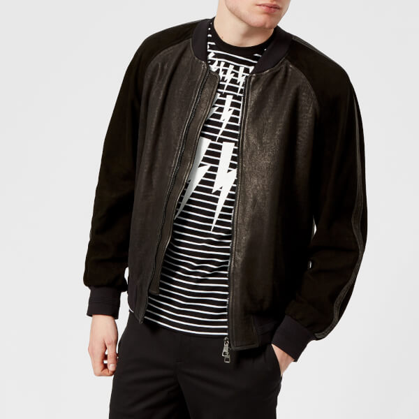 Neil Barrett Men S Fairisle Thunderbolt Varsity Jacket Black Neil Barrett Men S Fairisle Thunderbolt Varsity Jacket Black Image 1