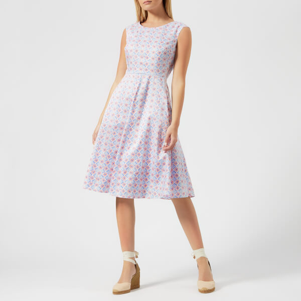 Joules Women's Amelie Fit and Flare Dress - White Summer Mosaic Womens ...