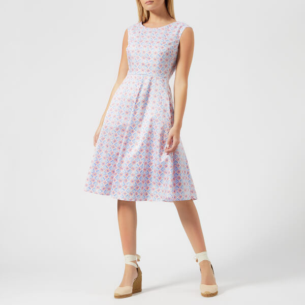 Joules Women's Amelie Fit And Flare Dress - White Summer Mosaic Womens 