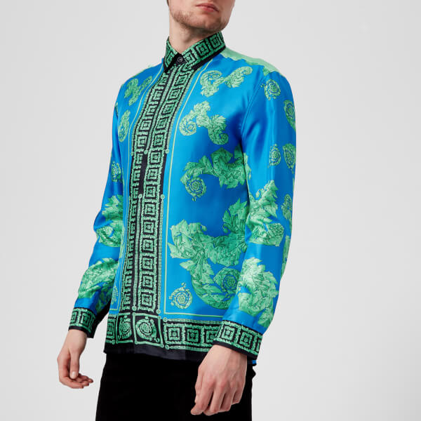Versace Collection Men's Printed Silk Shirt - Bluette - Free UK ...