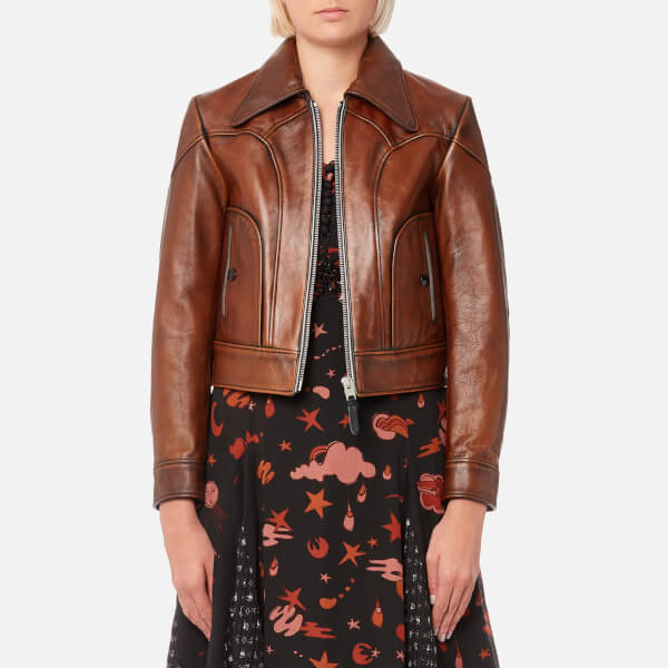 Coach Women S Landscape Leather Jacket Dark Teak Free Uk Coach Women S Landscape Leather Jacket Dark Teak Image 1