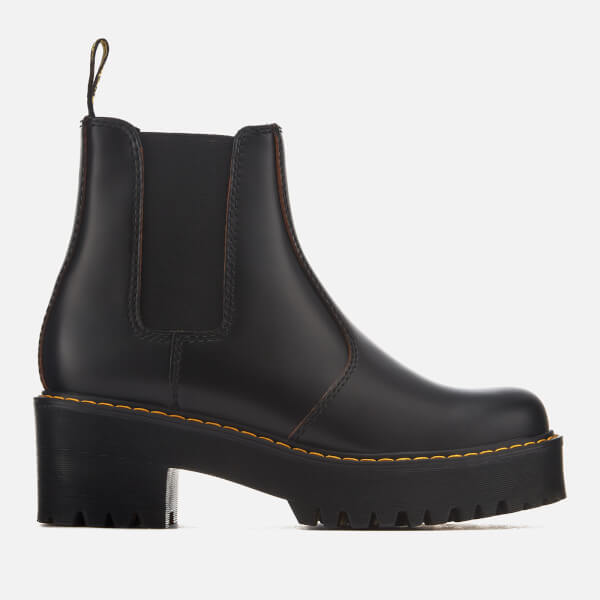 dr martens rometty black leather chunky heeled chelsea boots