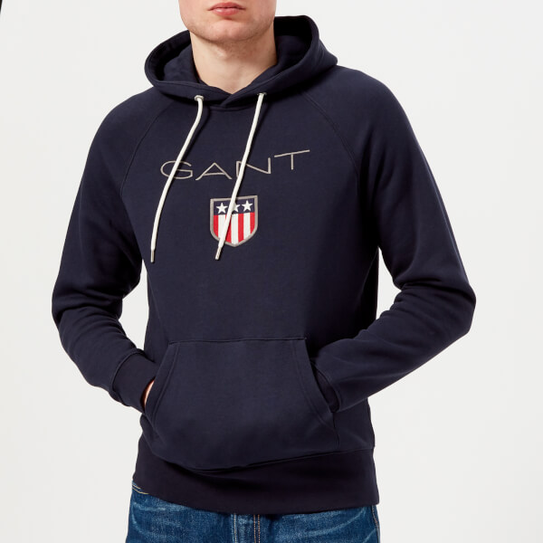 GANT Men's GANT Shield Hoodie - Evening Blue Mens Clothing | TheHut.com