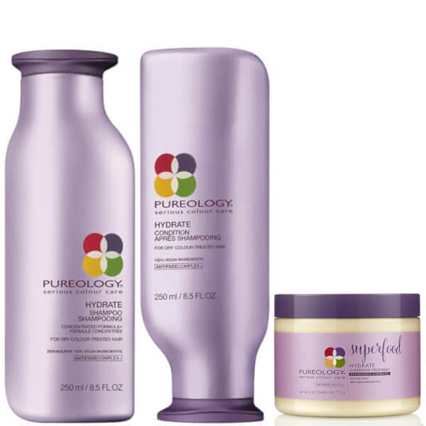 Pureology Hydrate Colour Care Shampoo, Conditioner and Superfood Mask ...