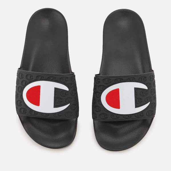 Champion Men's Logo Pool Slide Sandals - Black Mens Footwear | TheHut.com