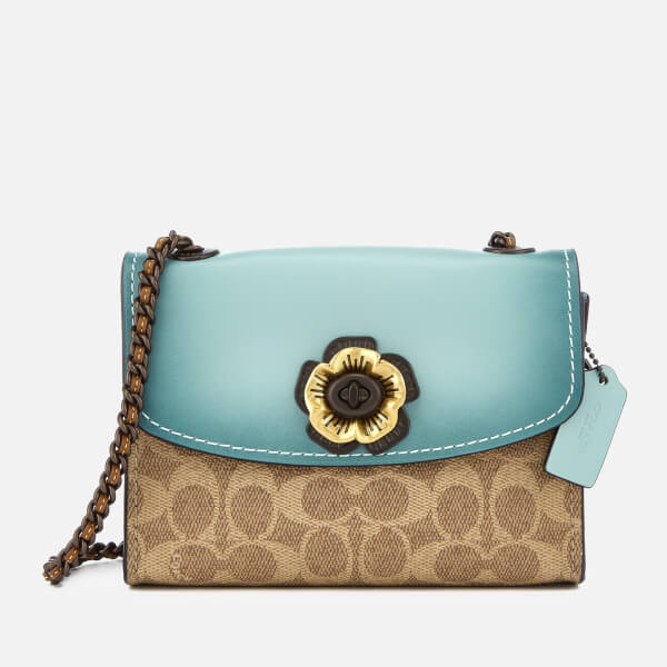 Coach Women's Colorblock Parker 18 Shoulder Bag Light Turquoise
