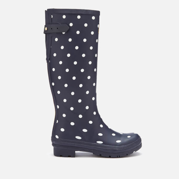 Joules Women's Welly Print Back Adjustable Tall Wellies - French Navy Spot