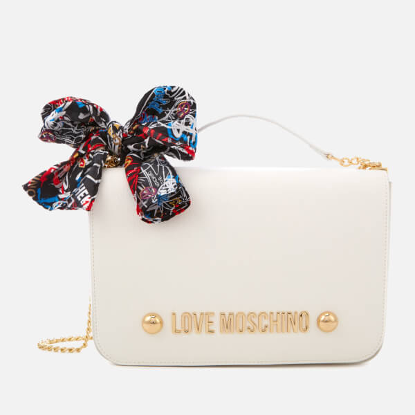 Love Moschino Women's Cross Body Bag with Scarf Bow White