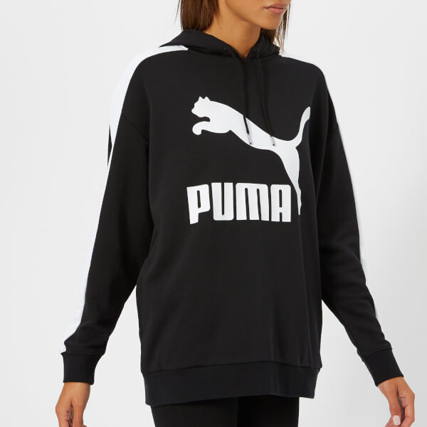 Puma Women's Classic Logo T7 Hoodie - Cotton Black Womens Clothing ...