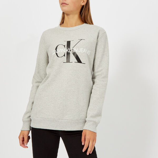 Calvin Klein Jeans Women's Core Monogram Logo Sweatshirt - Light Grey ...