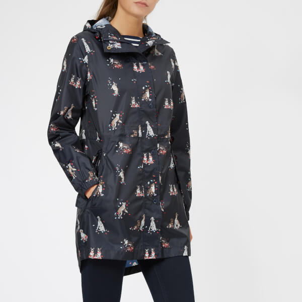 Joules Women's Golightly Waterproof Packaway Coat - Dogs in Leaves Womens Clothing | TheHut.com