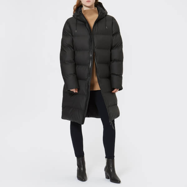 RAINS Women's Long Puffa Jacket - Black Womens Clothing | TheHut.com