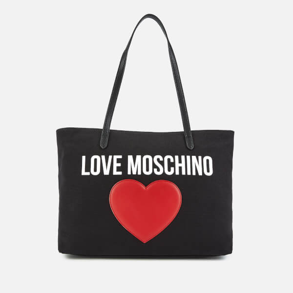 Love Moschino Women's Canvas Heart Logo Tote Bag Black