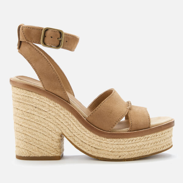 UGG Women's Carine Leather Platform Heeled Sandals - Chestnut | FREE UK ...