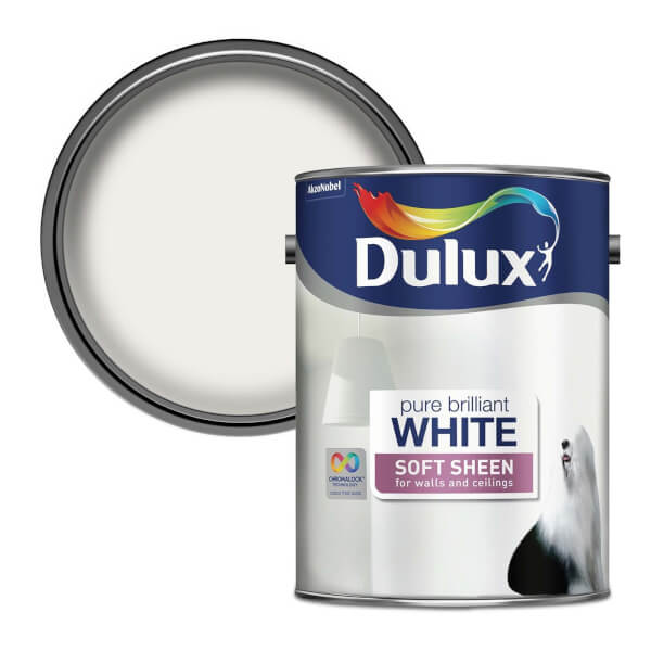 Dulux Pure Brilliant White Soft Sheen Emulsion Paint 5L Homebase