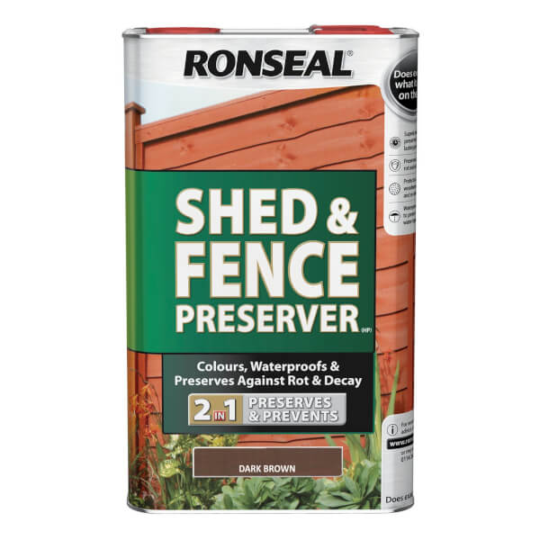 ronseal shed & fence preserver - dark brown - 5l homebase