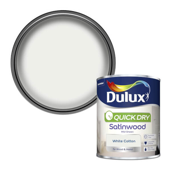 Dulux White Cotton Quick Dry Satinwood 750ml Homebase