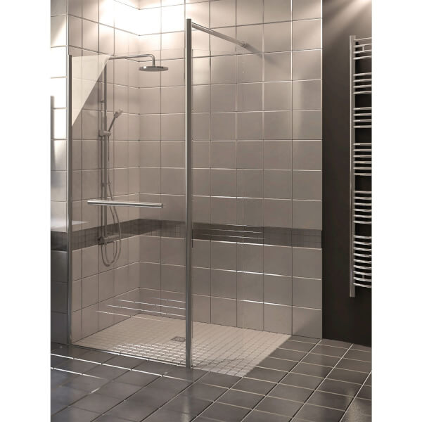 Wet Room Kit with 900mm Straight Glass Panel, 350mm Rotating Pivot