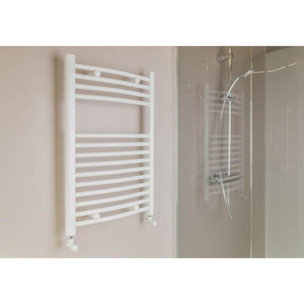 White Straight Heated Towel Rail 750 x 500mm Homebase