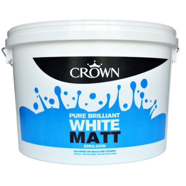 Crown Pure Brilliant White Matt Emulsion Paint 10L Homebase