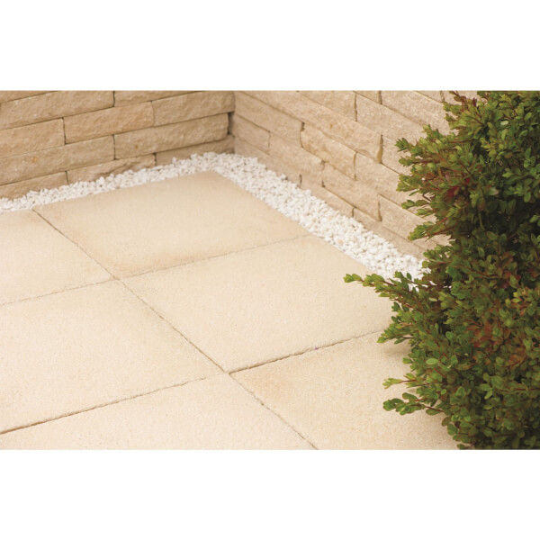 Stylish Stone Cambridge Textured Paving 450 x 450mm Full Pack Buff Homebase
