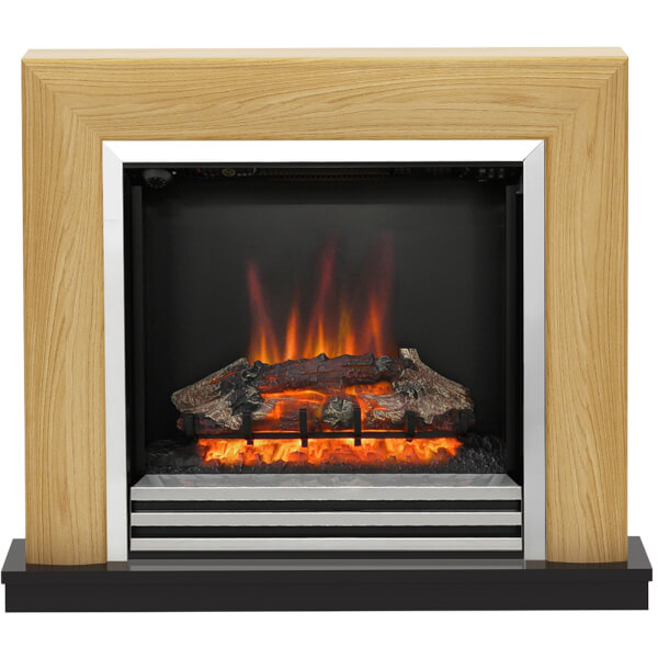 Be Modern Devonshire Electric Fireplace Suite Natural Oak Homebase