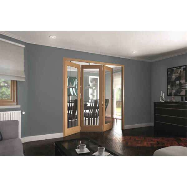 Shaker Oak 1 Light Clear Glazed Interior Folding Doors 3 x 0 2047 x