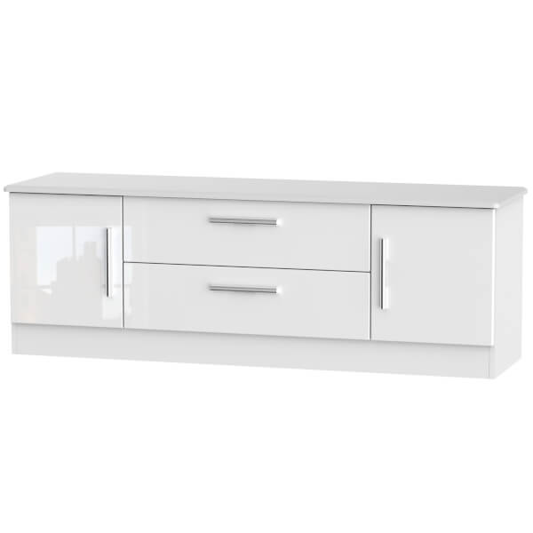 Kensington Wide 2 Door 2 Drawer TV Unit White Homebase
