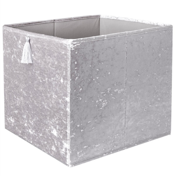 Crushed Velvet Cube Insert Grey Homebase