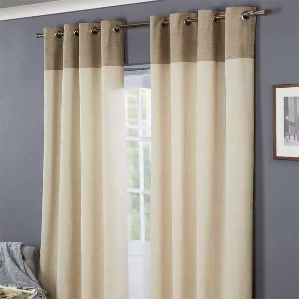 Oslo 100 Cotton Eyelet Curtains 90 x 90 Natural Homebase