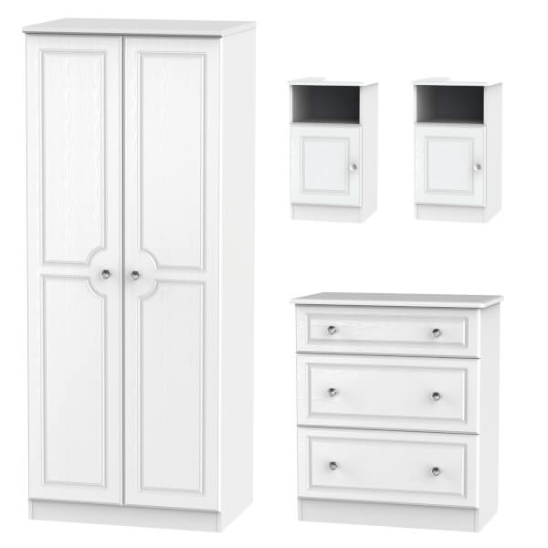 Florence 4 Piece Bedroom Furniture Set White Homebase